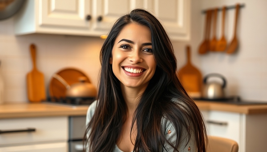 Woman smiling in a modern kitchen, Meghan Markle Netflix guest.