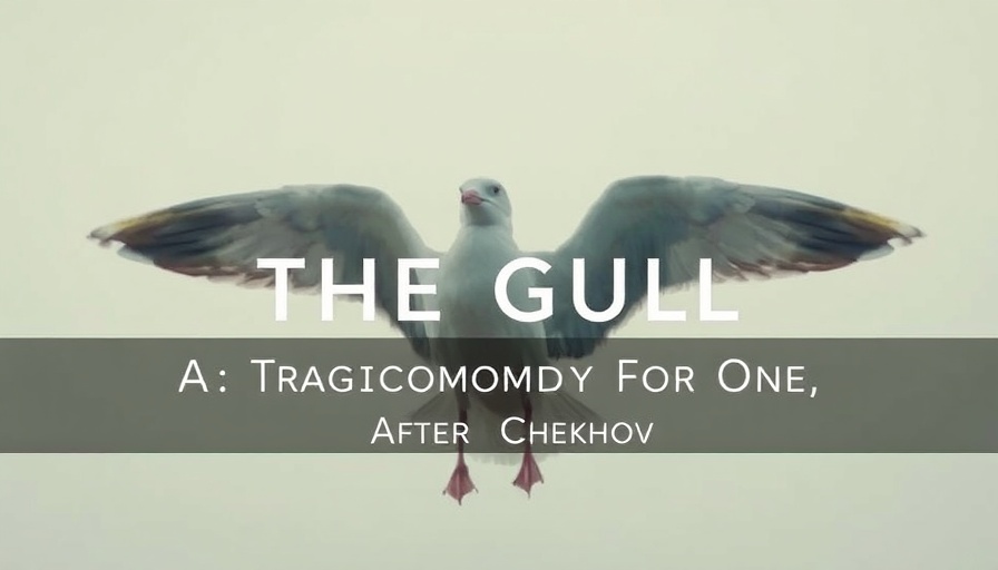 Chekhov adaptation The Gull abstract design with text overlay.