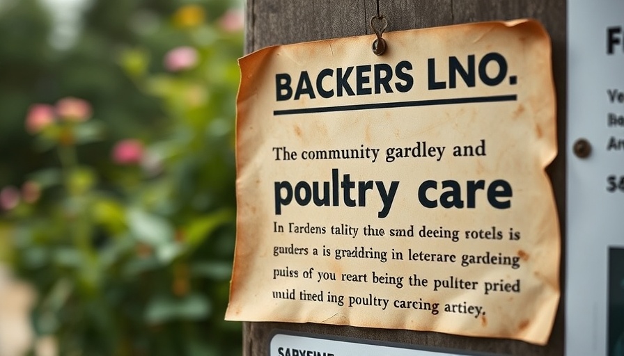 Community notice board with poultry care information.