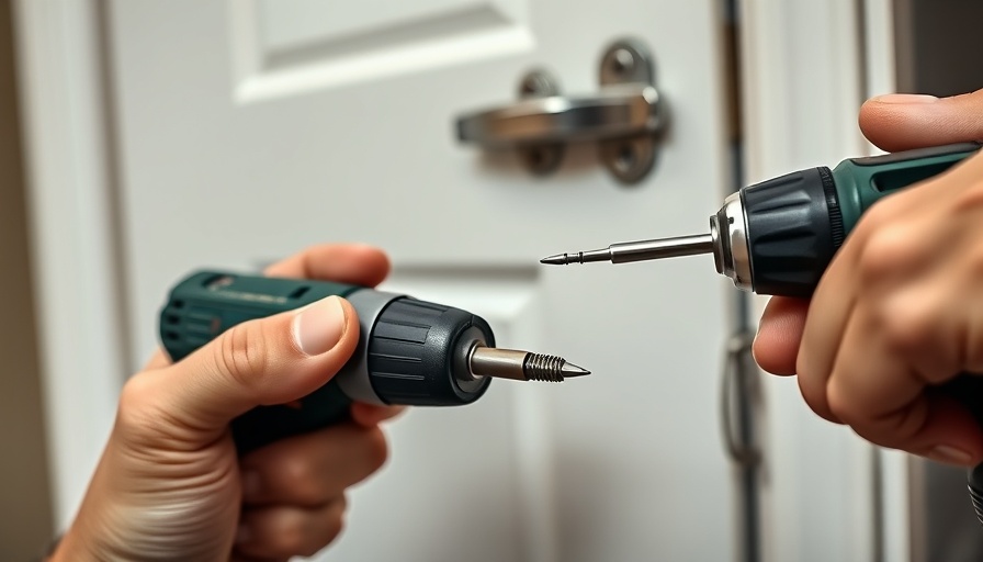 Close-up of drill and screw extractor demonstrating usage indoors.