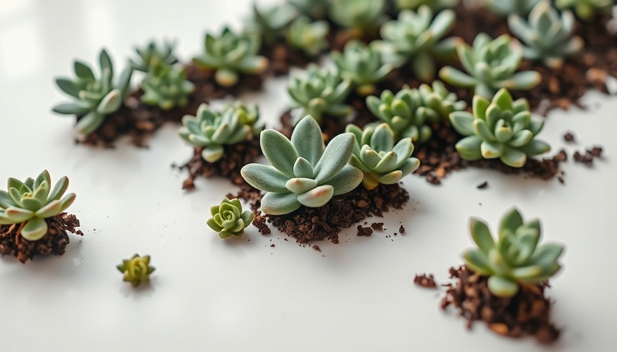 Steps in succulent propagation with leaves and soil in containers.