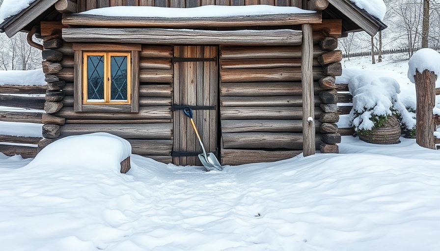 Snow-free path by cabin showing ice melt alternatives for farm safety.