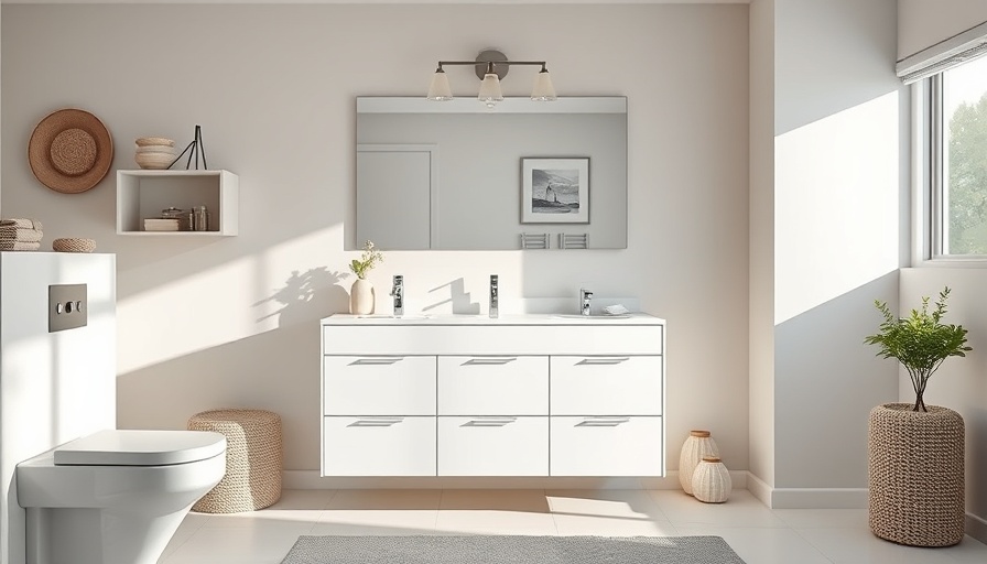 Modern white bathroom vanity in stylish bathroom setting.