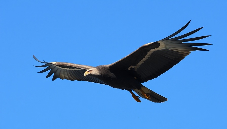 California condor soaring in clear blue sky, highlighting parthenogenesis.