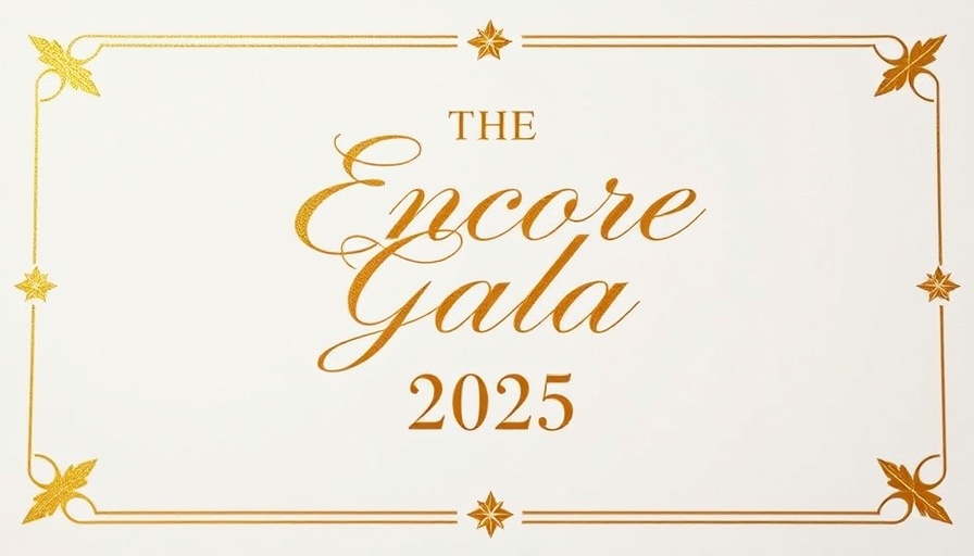 You are invited to The Encore Gala 2025 with gold script design.