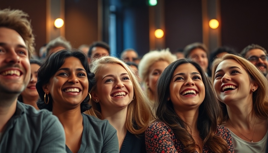 Diverse audience laughing during Smash musical performance.