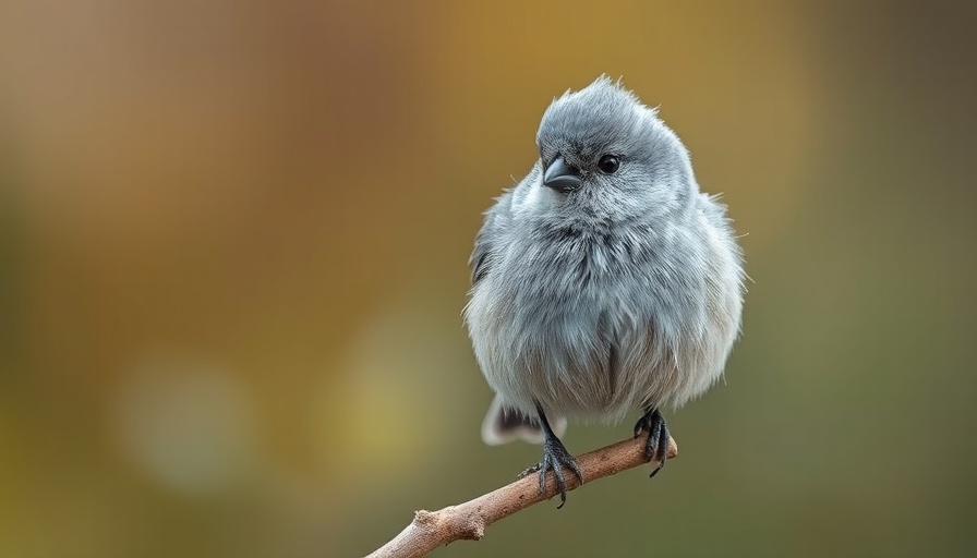 Calm Bushtit perched on branch, soft lighting, natural background.