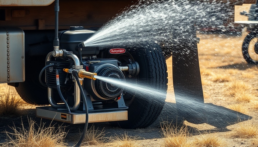High-performance gas pressure washer cleaning truck outdoors