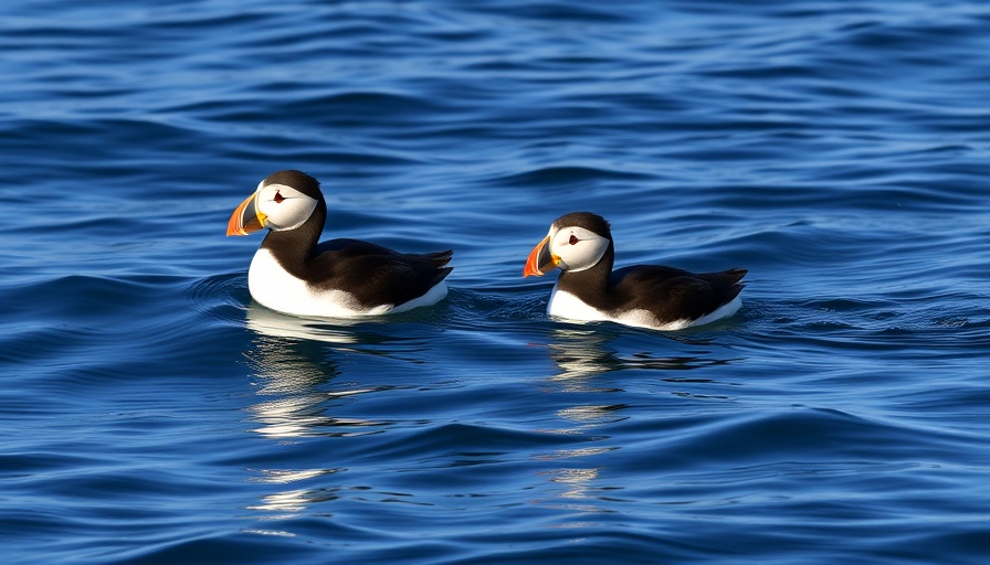 Tufted puffins swimming in Washington ocean, capturing conservation scene.