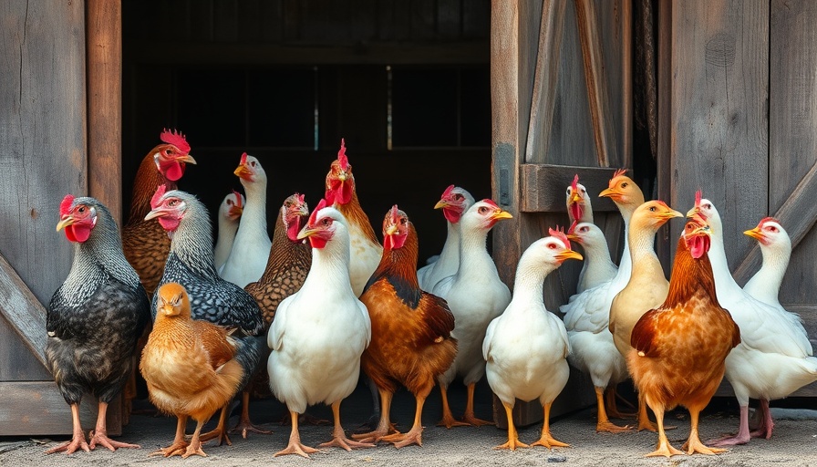 Group of chickens and ducks in a barn, related to avian flu outbreak Portage County.