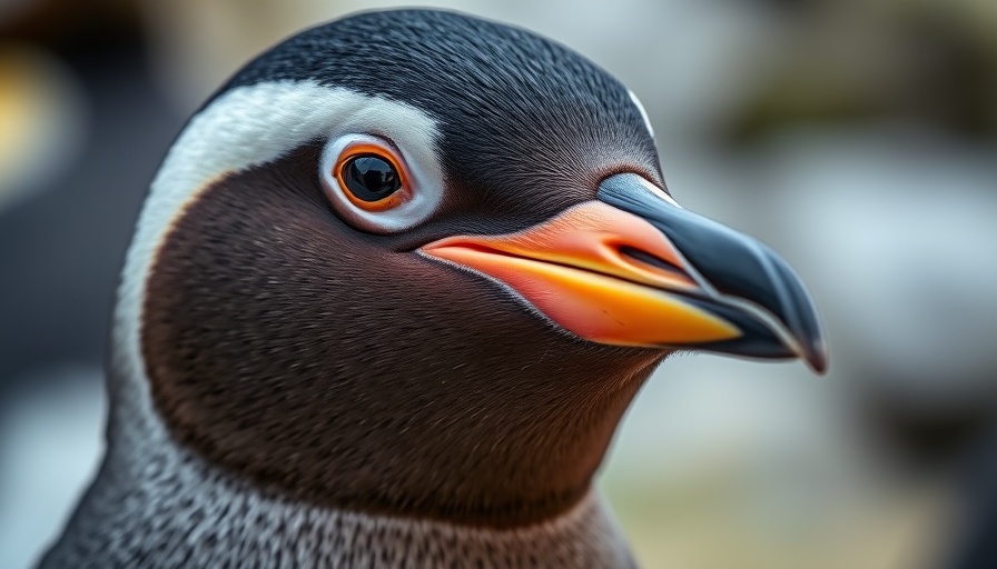 Close-up of penguin with colorful blush, Los pingüinos se sonrojan.