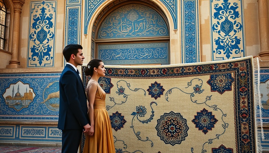 Elegant duo with a wool rug inspired by poems in a classical setting.