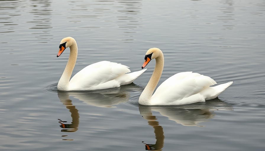 Elegant swans on a calm lake highlighting Bird Flu impact on swans.