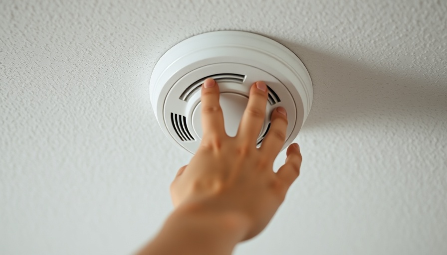 Hand adjusting smoke detector, fire alarm going off for no reason concept.