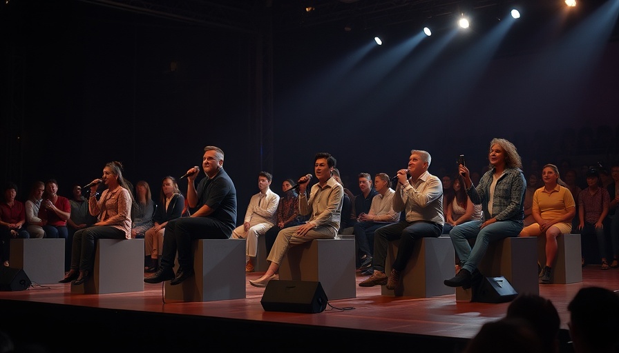Performers on stage at Broadway musical theater.