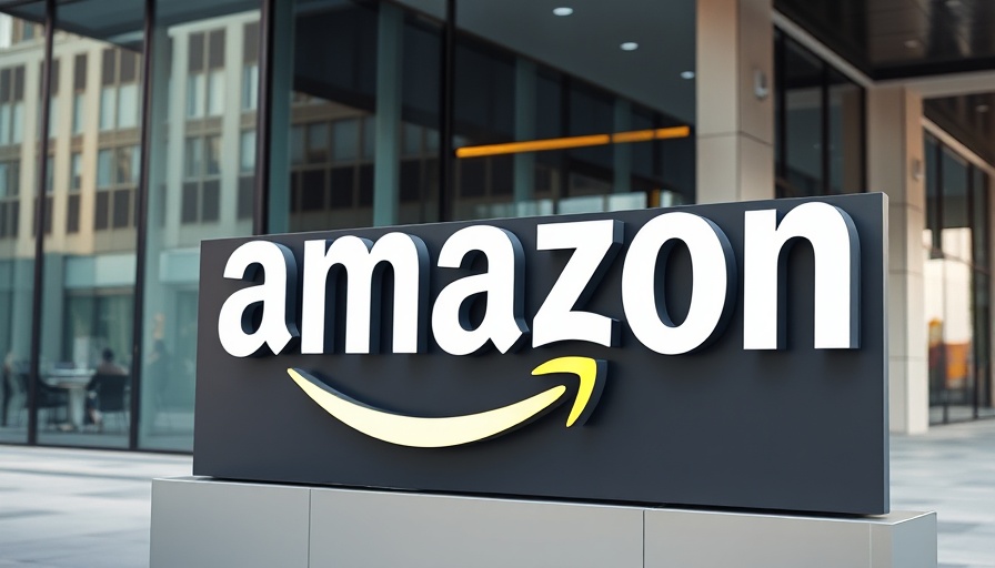 Amazon logo sign outside corporate building at Amazon Devices and Services Event.