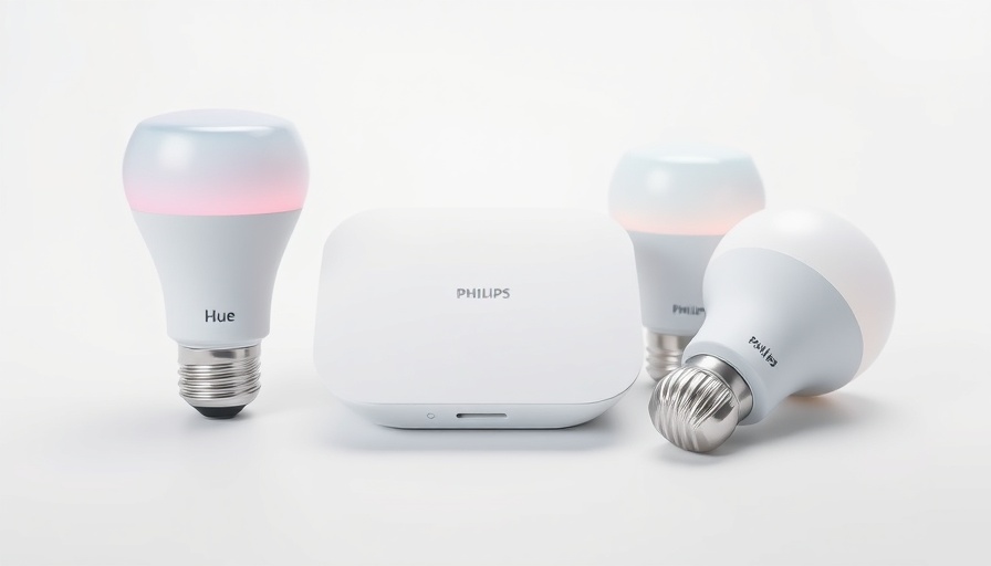 Philips Hue hub and bulbs in minimal setting.