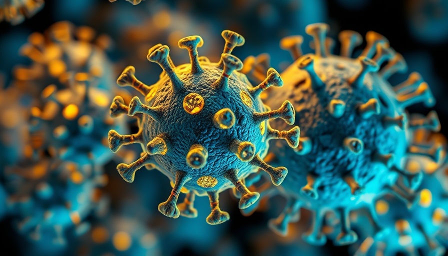 Detailed view of virus particles, illustrating bird flu context.