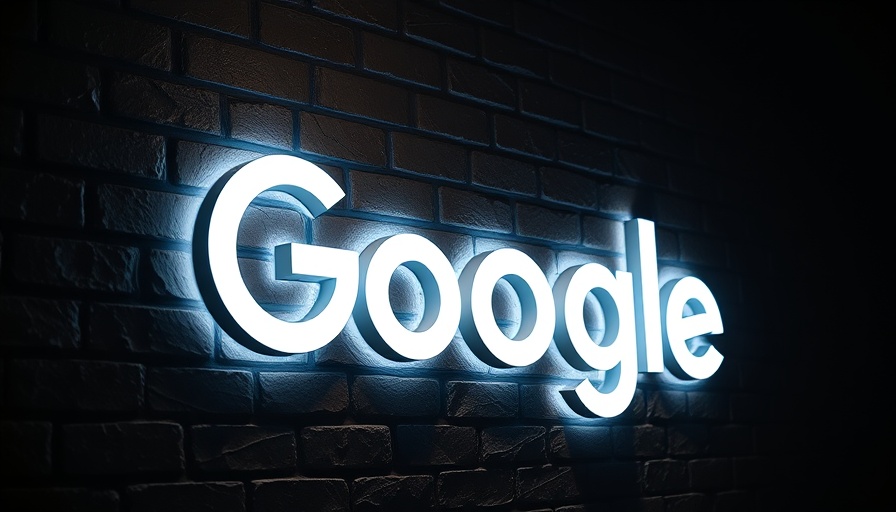 Illuminated Google logo at night on a brick wall