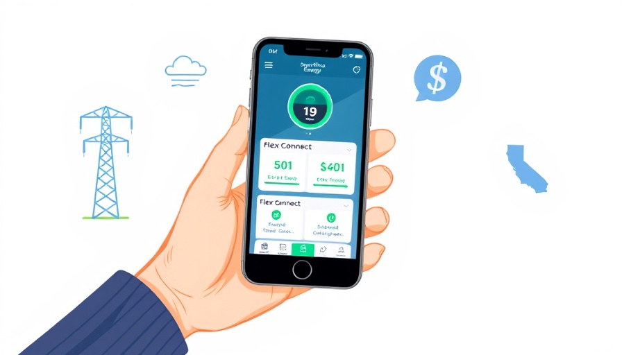 SmartThings Energy Flex Connect app on smartphone with energy icons.