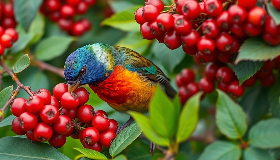 Vibrant bird in a garden demonstrating beneficial gardening for birds.