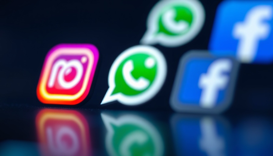 Meta logo and social media icons, digital data tracking theme.