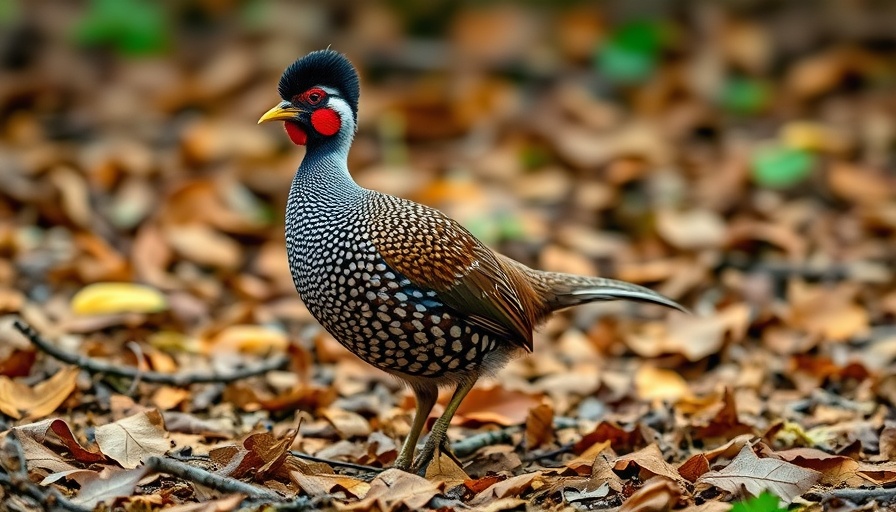 American woodcock in natural setting on leaf-covered ground.