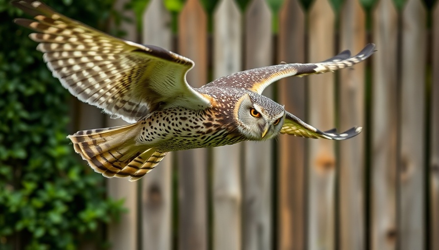 Majestic owl in flight showcasing its speckled feathers, interesting facts about owls.