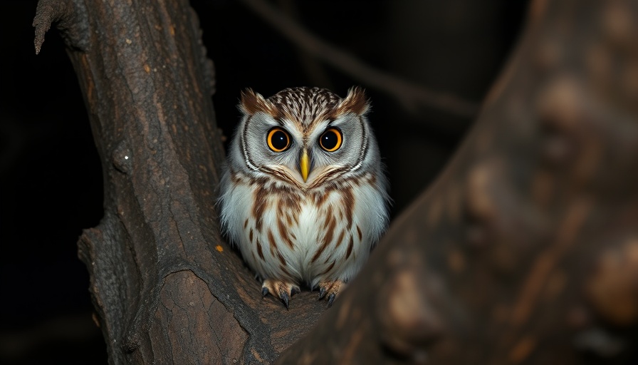Tiniest Owl in the World perched on a branch in a forest.
