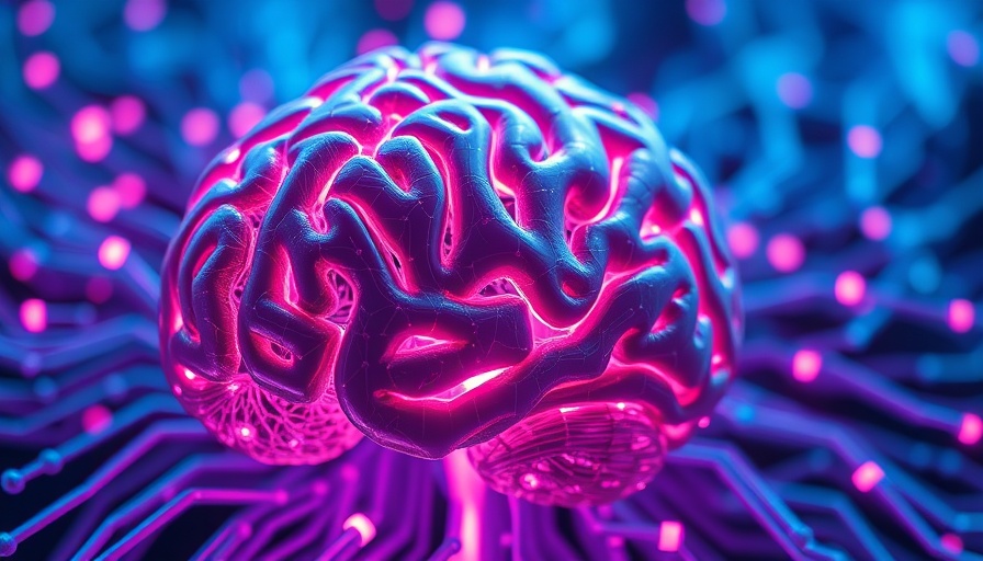 Futuristic digital brain with circuits for AGI testing illustration.