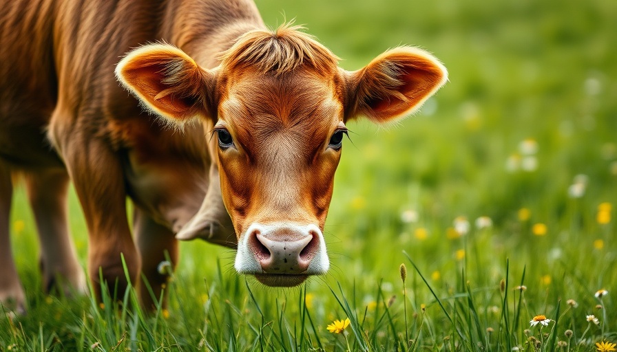 Close-up of a brown cow grazing in a meadow; bird flu transmission between mammals
