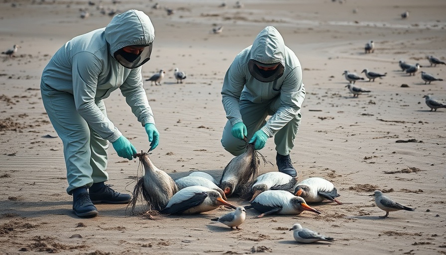 Workers prevent bird flu transmission on beach