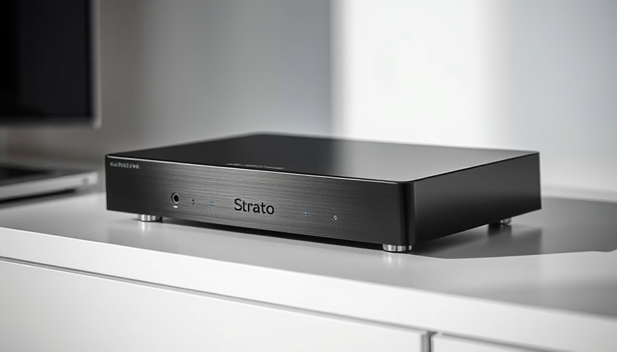 Sleek Kaleidescape Strato M media player with a modern metallic design.