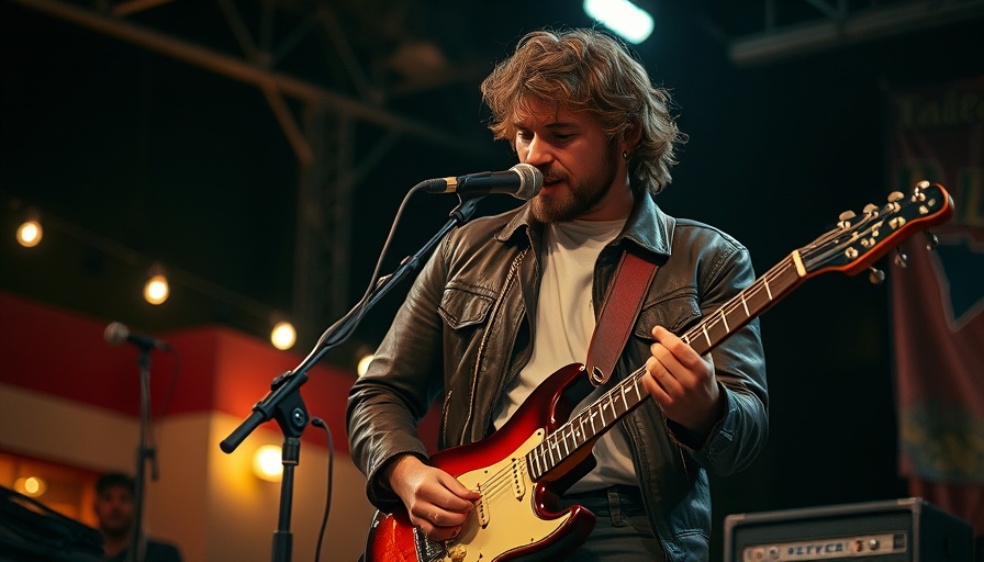 Curly-haired musician playing guitar on stage, best movies on Hulu this week.
