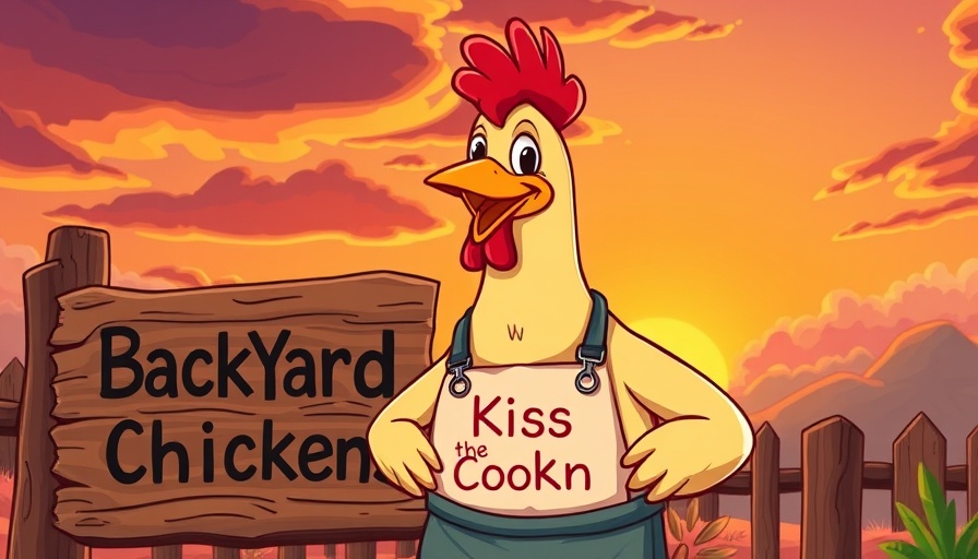 Cartoon chicken welcoming new members in avian community with humor.