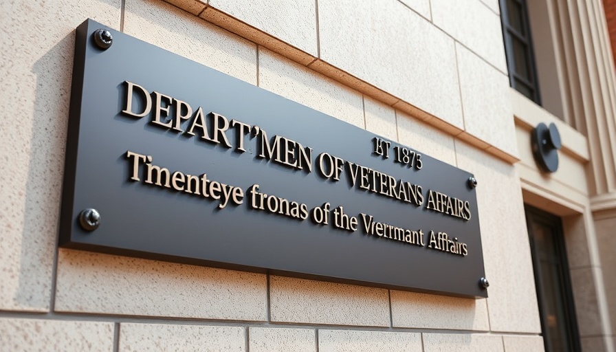 Department of Veterans Affairs building signage with historical quote