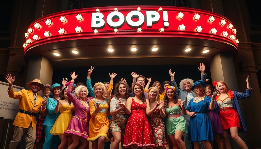 Boop! The Musical Broadway Premiere ensemble cast in colorful costumes.