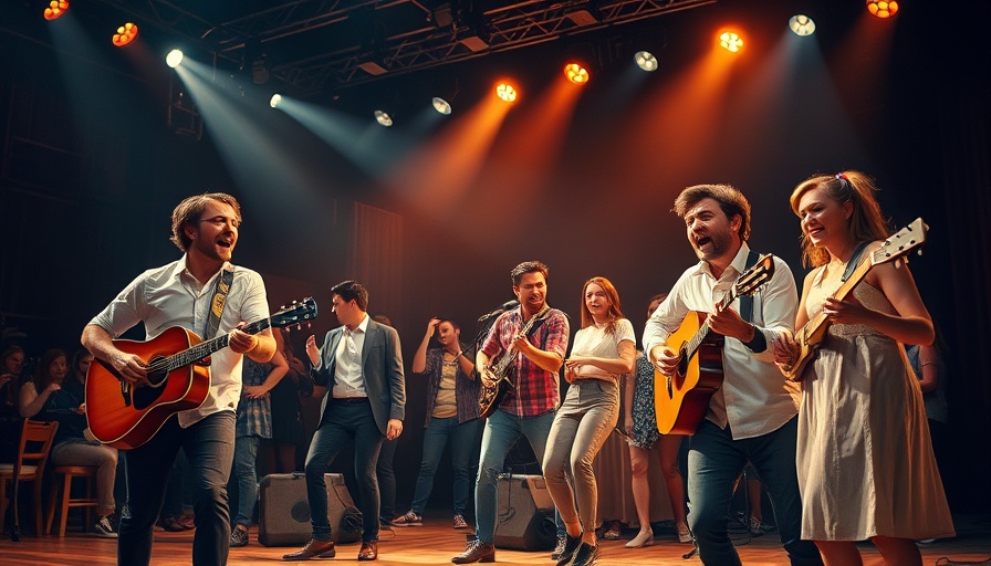 Olivier Awards 2025 Winners performing a vibrant theater scene on stage.