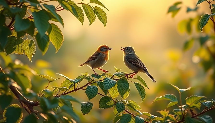 Birds more active at dawn in a lush garden.