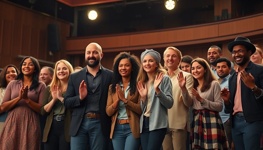 Broadway cast applauding on stage, after 'Othello' performance.