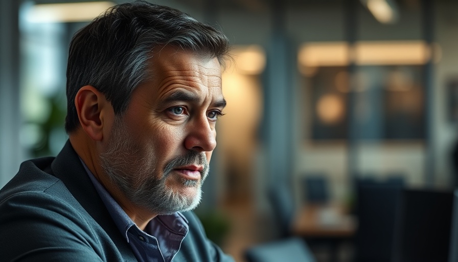 Engaged man discussing AI noncompete agreements in office setting.