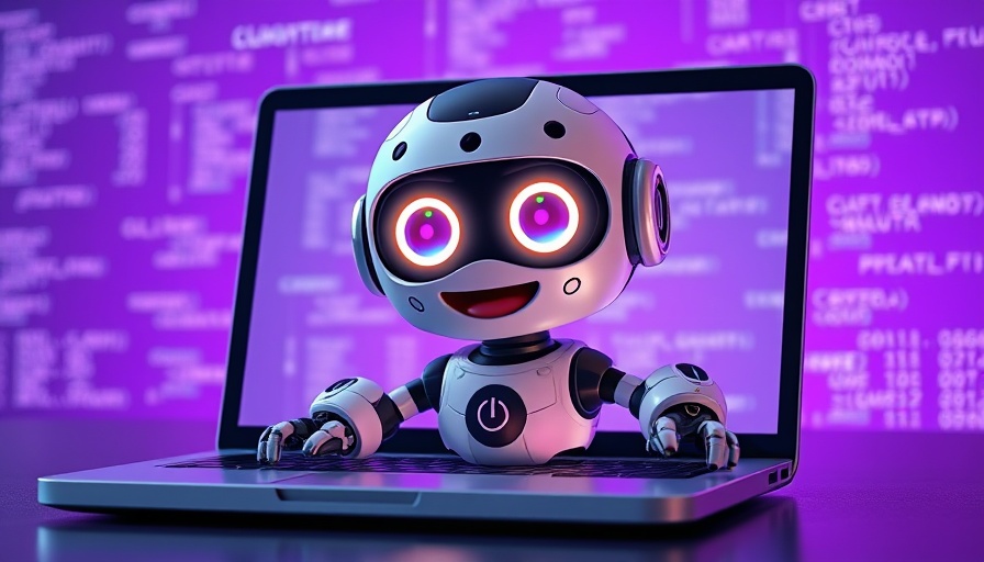 Friendly AI robot emerging from laptop illustrating OLMoTrace AI Transparency