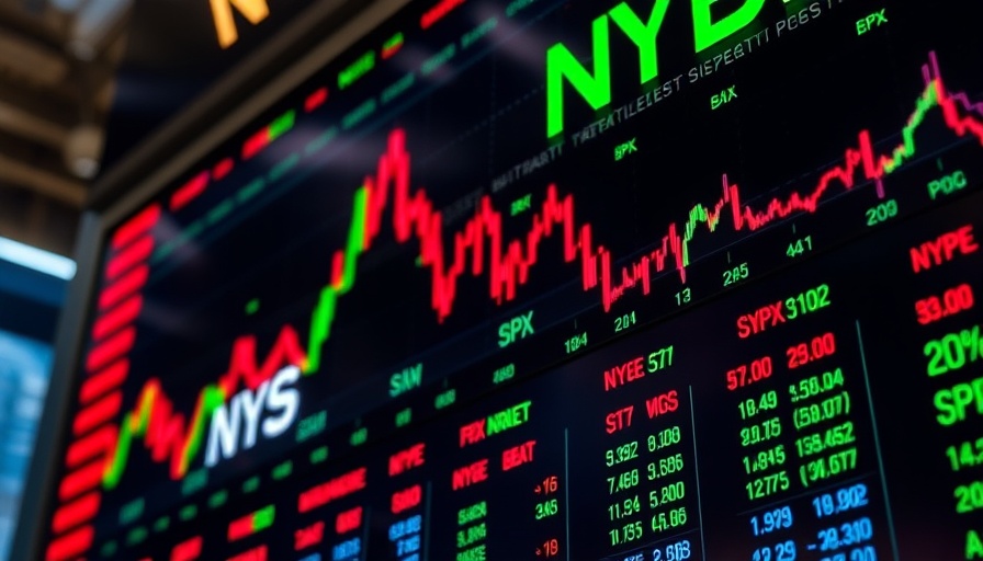 Trump's Tariffs Impact on Markets: NYSE display showing stock market dip.