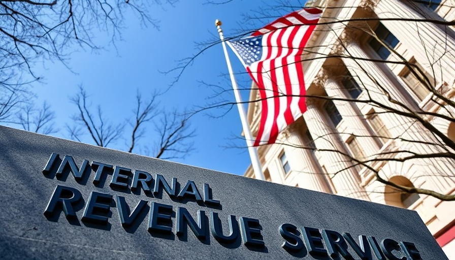 Internal Revenue Service building with American flag, related to Palantir DOGE IRS Data API.