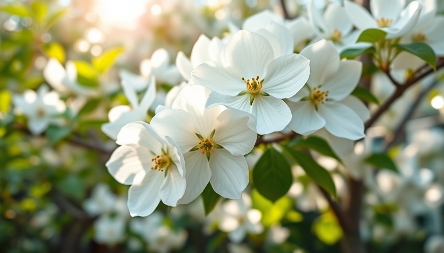 Flowering dogwood tree with white blossoms in an outdoor garden.