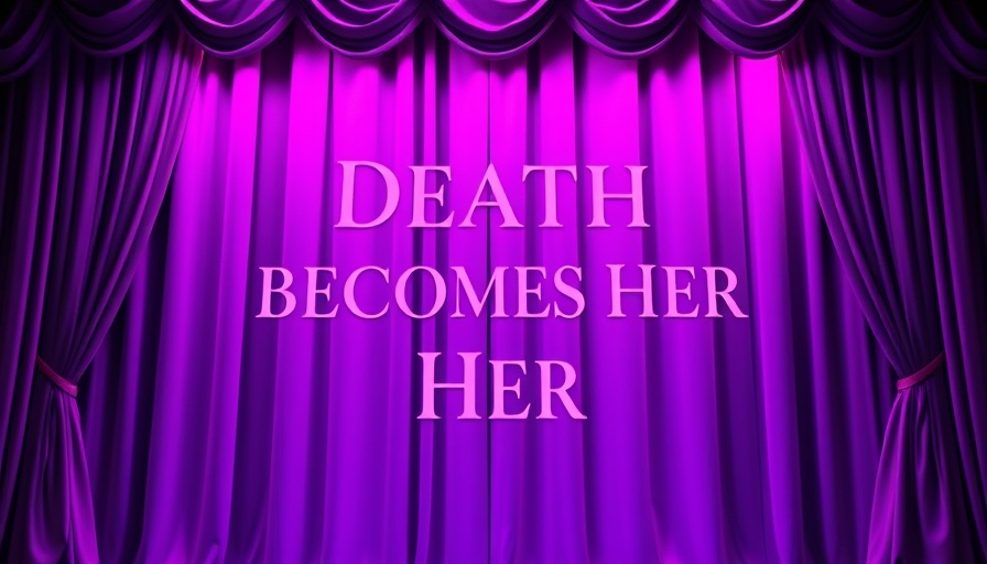 Vibrant 'Death Becomes Her' curtain backdrop for For The Gaze.