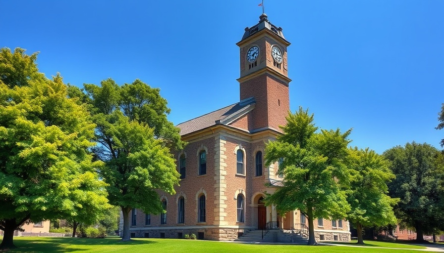 Clock tower building associated with Xiaofeng Wang Disappearance, under blue sky.