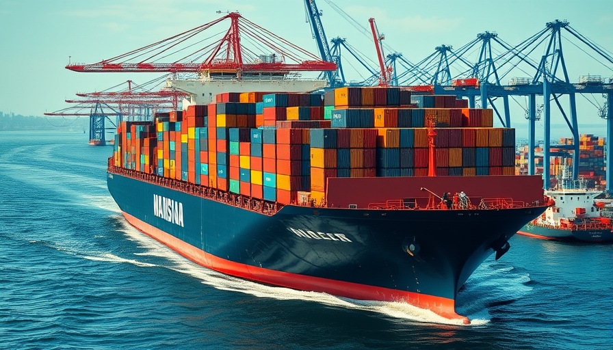 Massive cargo ship with containers in bustling port, signifying global shipping emissions agreement.
