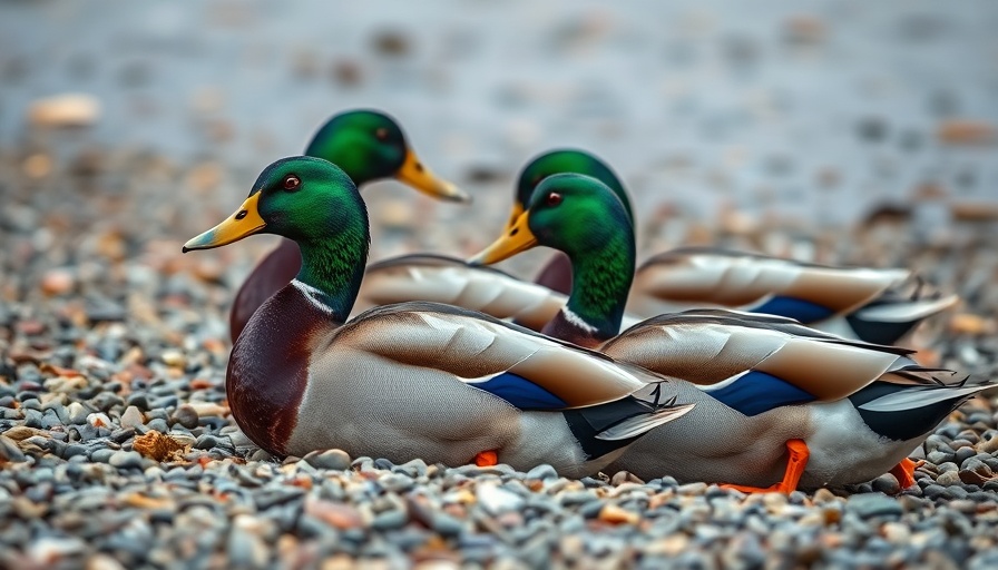 Two ducks resting on a pebbly shore; fun facts about ducks.