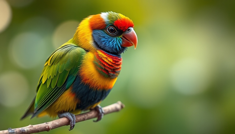 Gouldian finch perched, showcasing vibrant colors.